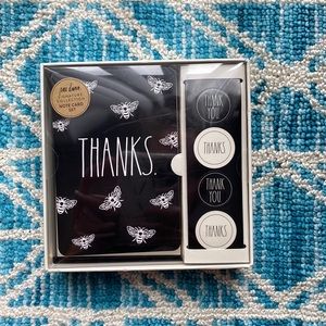 New in Box Rae Dunn "Bee" Thankful thank you card set with stickers